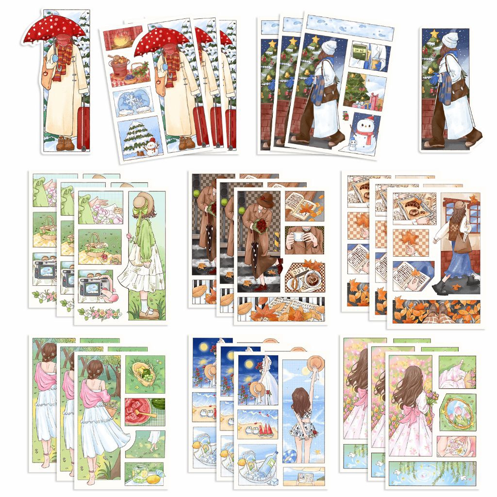 

sticket sheet aesthetic girl | sticker deco journaling ipad laptop