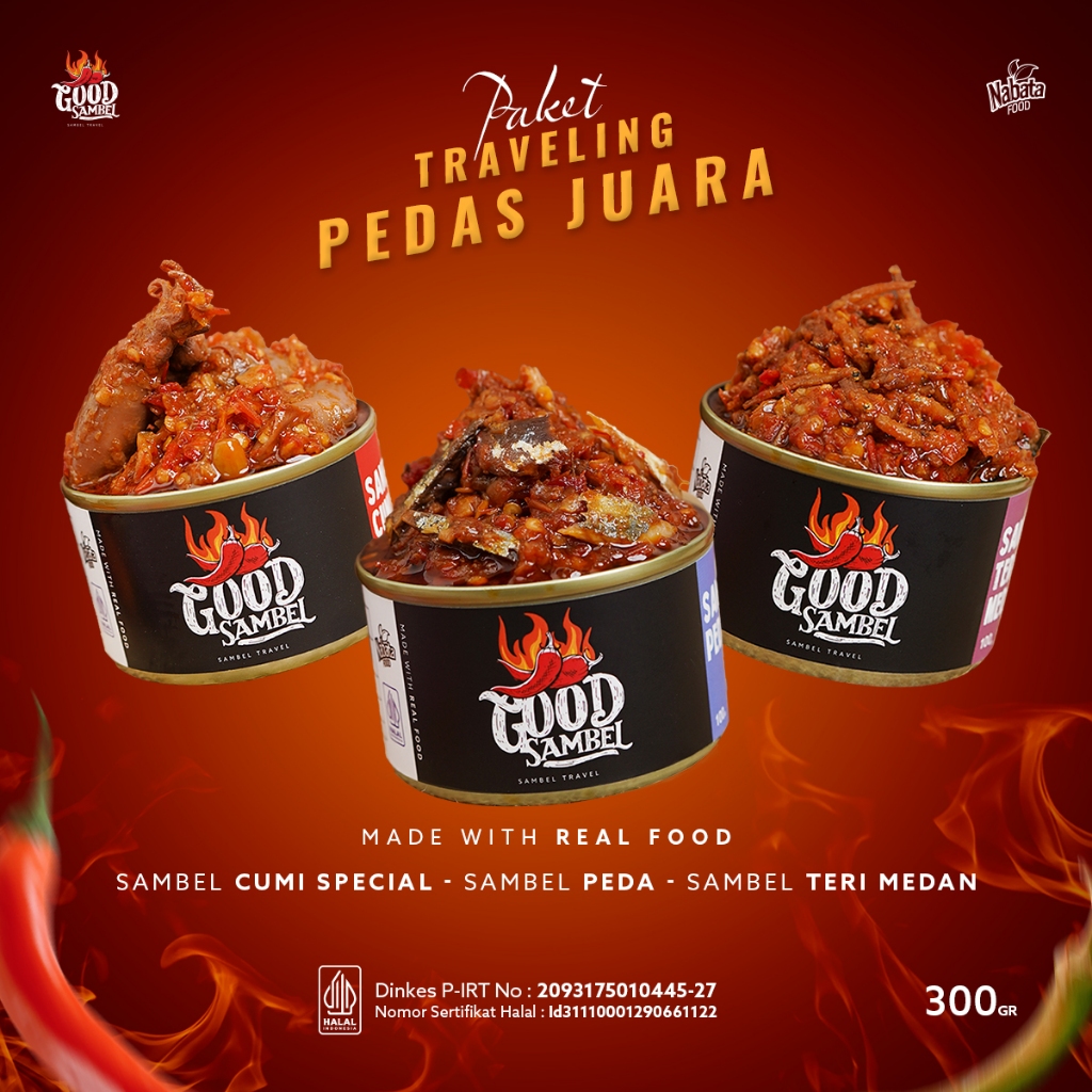 

Paket Pedas Juara 100g Sambel Cumi | Sambel Ikan Peda | Sambel Ikan Teri Medan (Paket Tester)