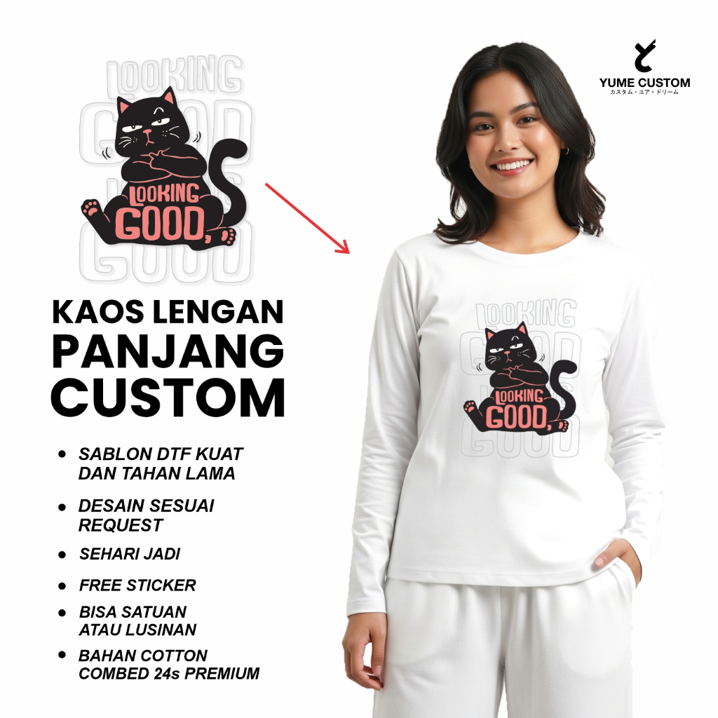 KAOS LENGAN PANJANG CUSTOM, SABLON KAOS CUSTOM LENGAN PANJANG