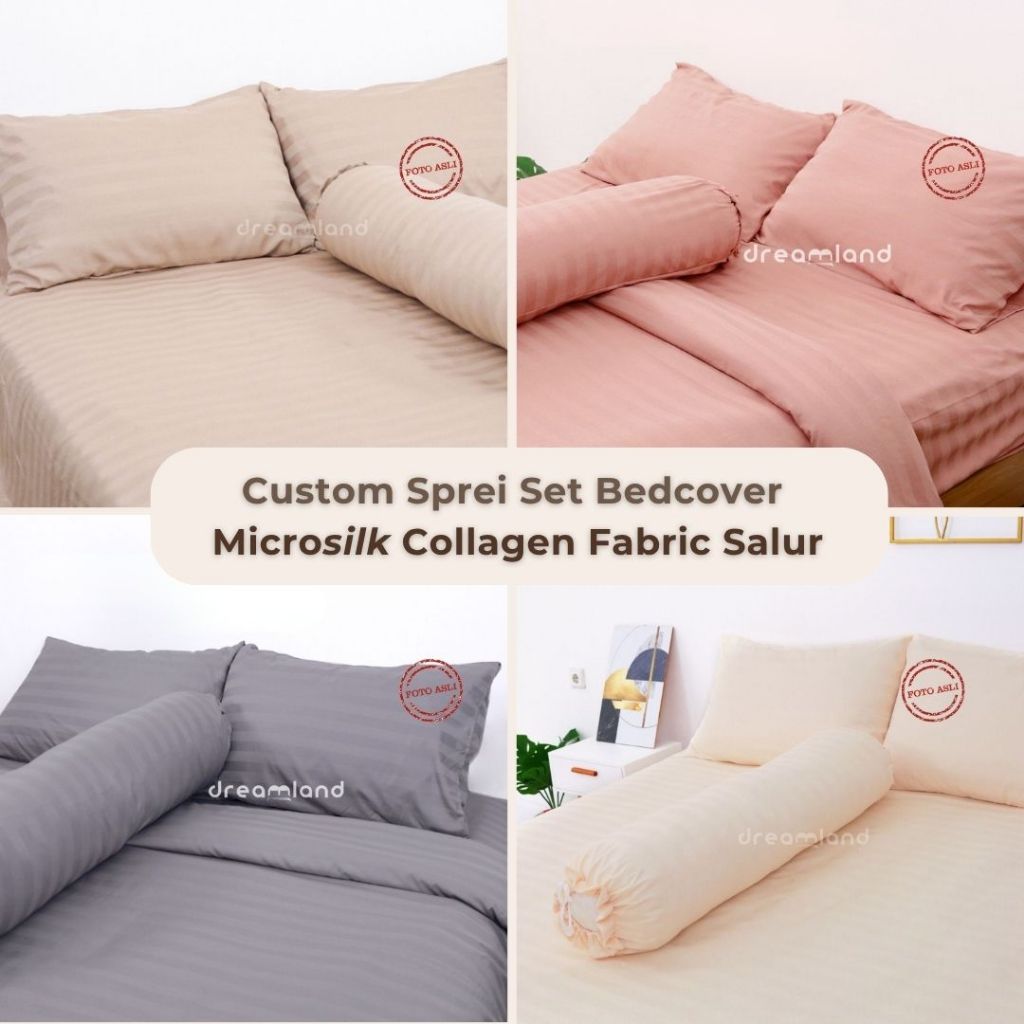[DL] DREAMLAND | Sprei Set | Bedcover | Microsilk Collagen Fabric Salur | Sarban Sargul | Standar | 