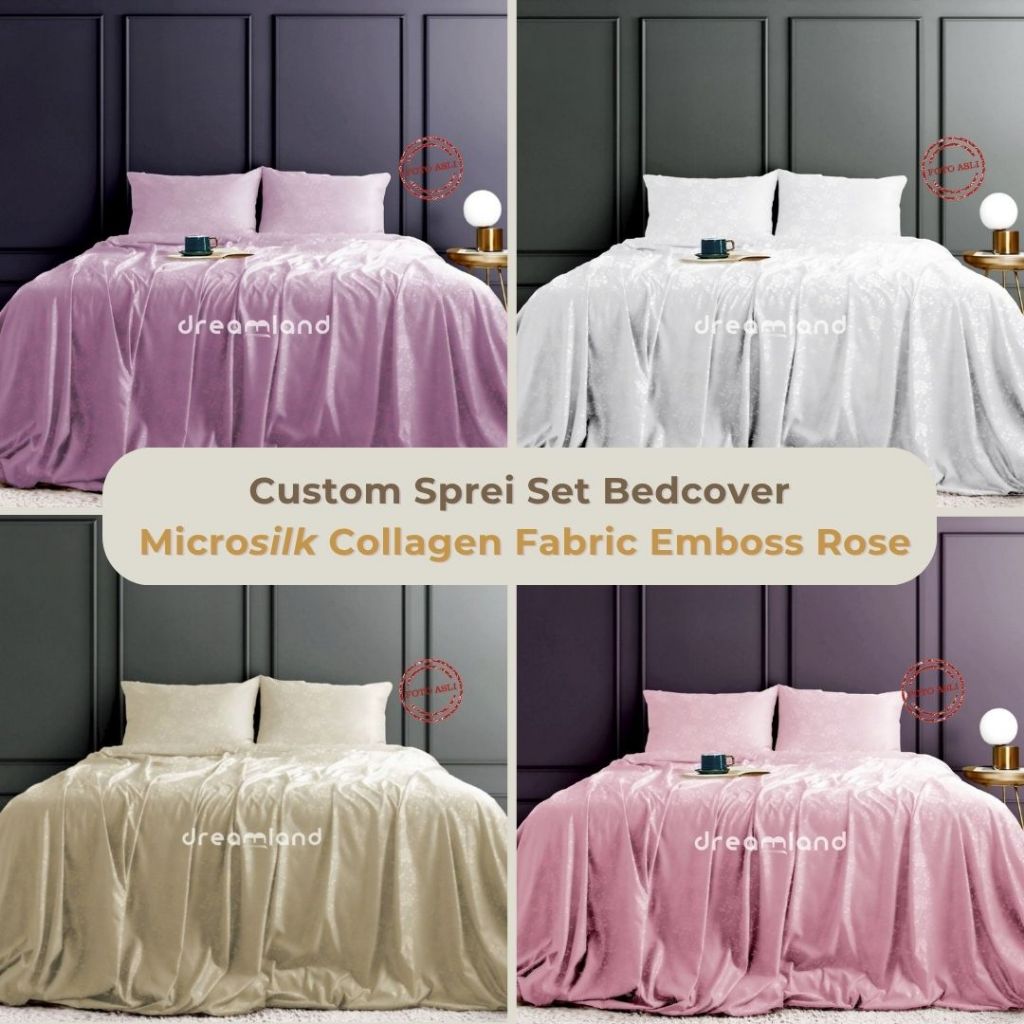 [DL] DREAMLAND | Sprei Set | Bedcover | Microsilk Collagen Fabric Emboss Rose Series | Sarban Sargul