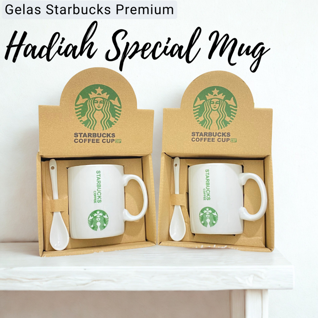 RB Hampers Gelas Cangkir STARBUCKS TALL WHITE Coffee Cup Cangkir Set Keramik Mug Kopi Tahan Panas