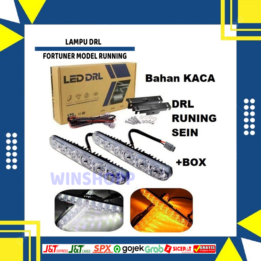 LAMPU DRL 6LED MODEL FORTUNER TEMBAK SOROT MODEL RUNNING SEIN MOBIL AVANZA XENIA
