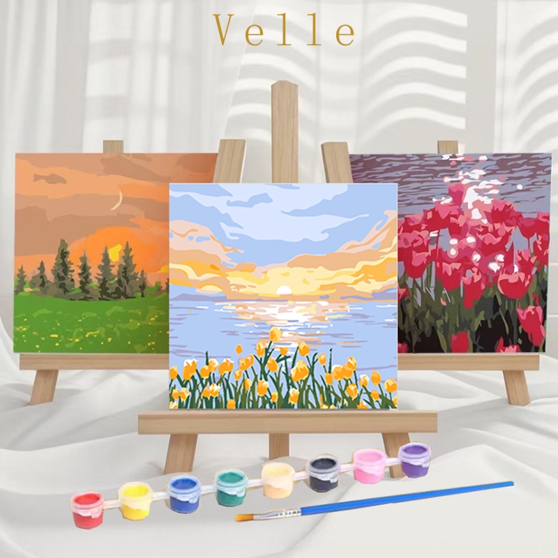 

VELLE Melukis Paint By Number Kit DIY 20cm 30cm / Digital Painting Kit Kanvas Painting-Alat Lukis Lengkap 1 Paket/Paket Melukis dan Mewarnai