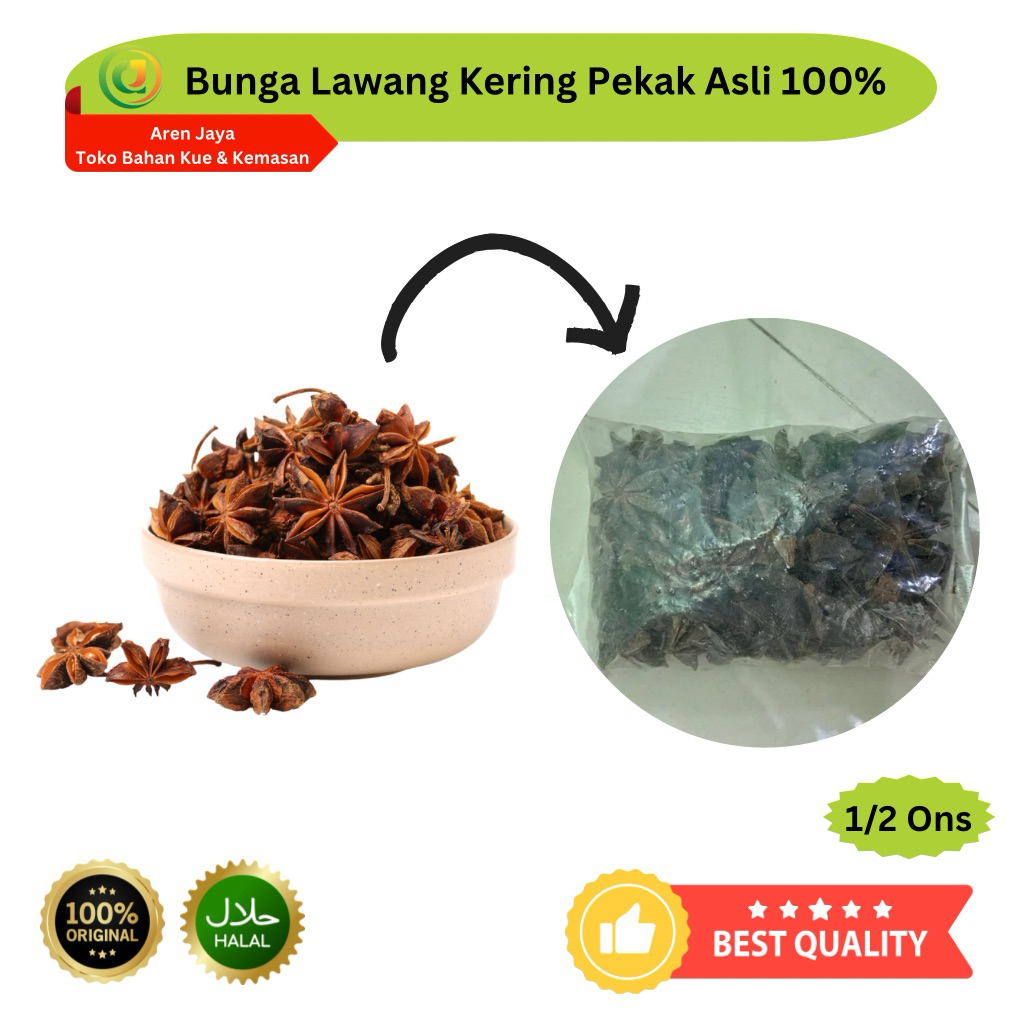 

Bunga Lawang Pekak Star Anise Bajiao Kering Asli 1/2 Ons Original