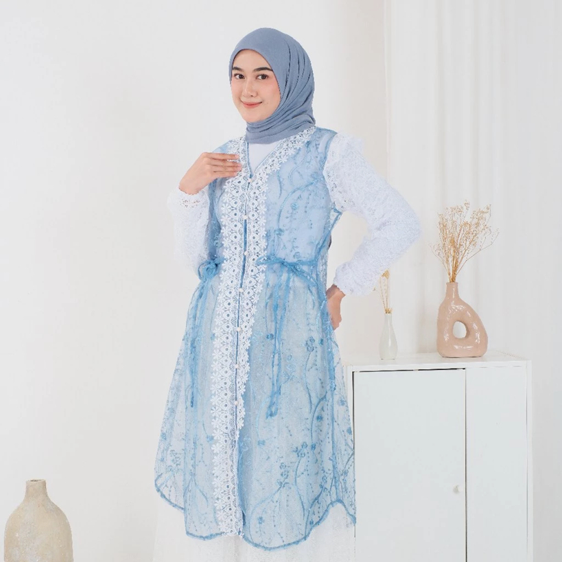 FREE ONGKIR RETTA OUTER TUNIK TILLE BRUKAT CARDIGAN TILLE BROKAT LENGAN PANJANG KEBAYA TUNIK ATASAN