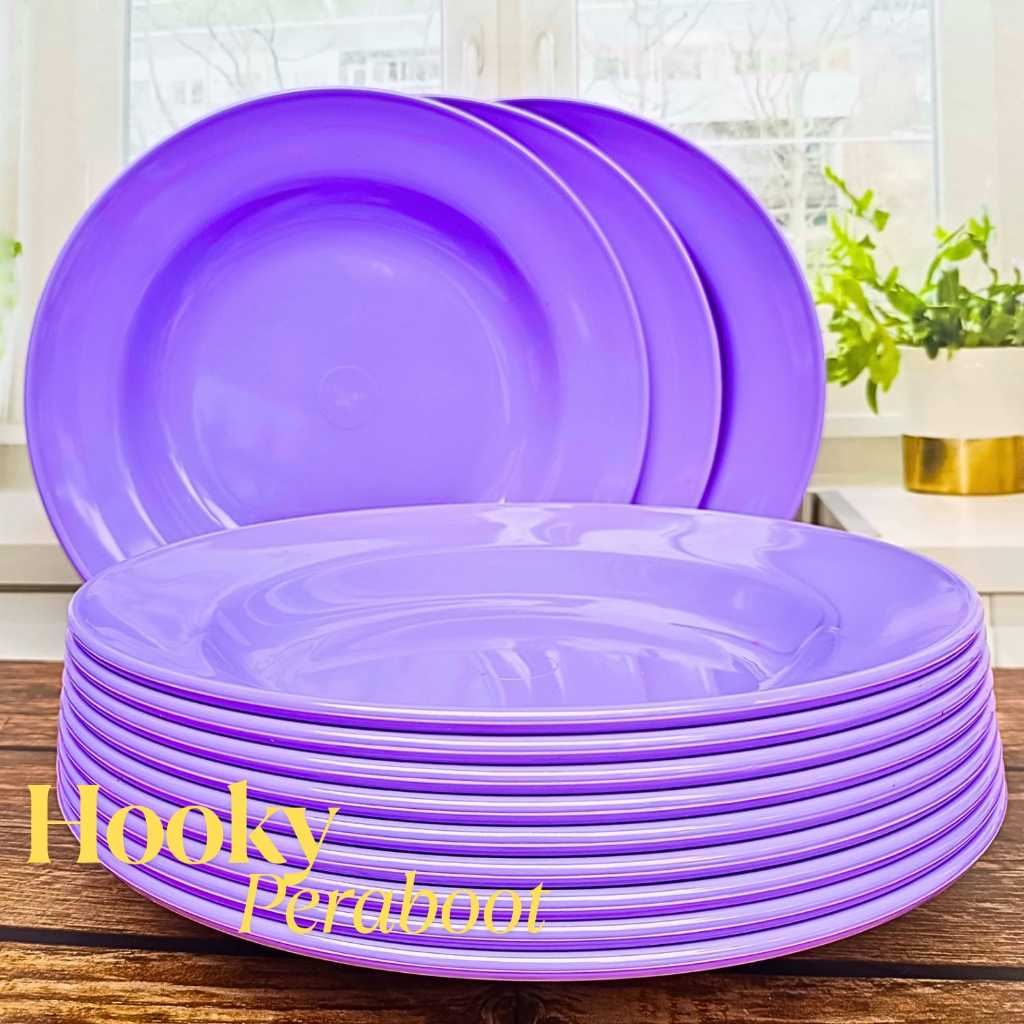 12 PCS PIRING MELAMIN LILAK UNGU TERLARIS PIRING CEKUNG MELAMIN 9 INCH KOTAK PRASMANAN TEBAL