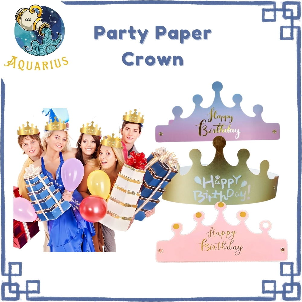 Topi Mahkota Ulang Tahun Dewasa Anak Laki-laki Perempuan Crown Kertas Ulangtahun Ultah PP004