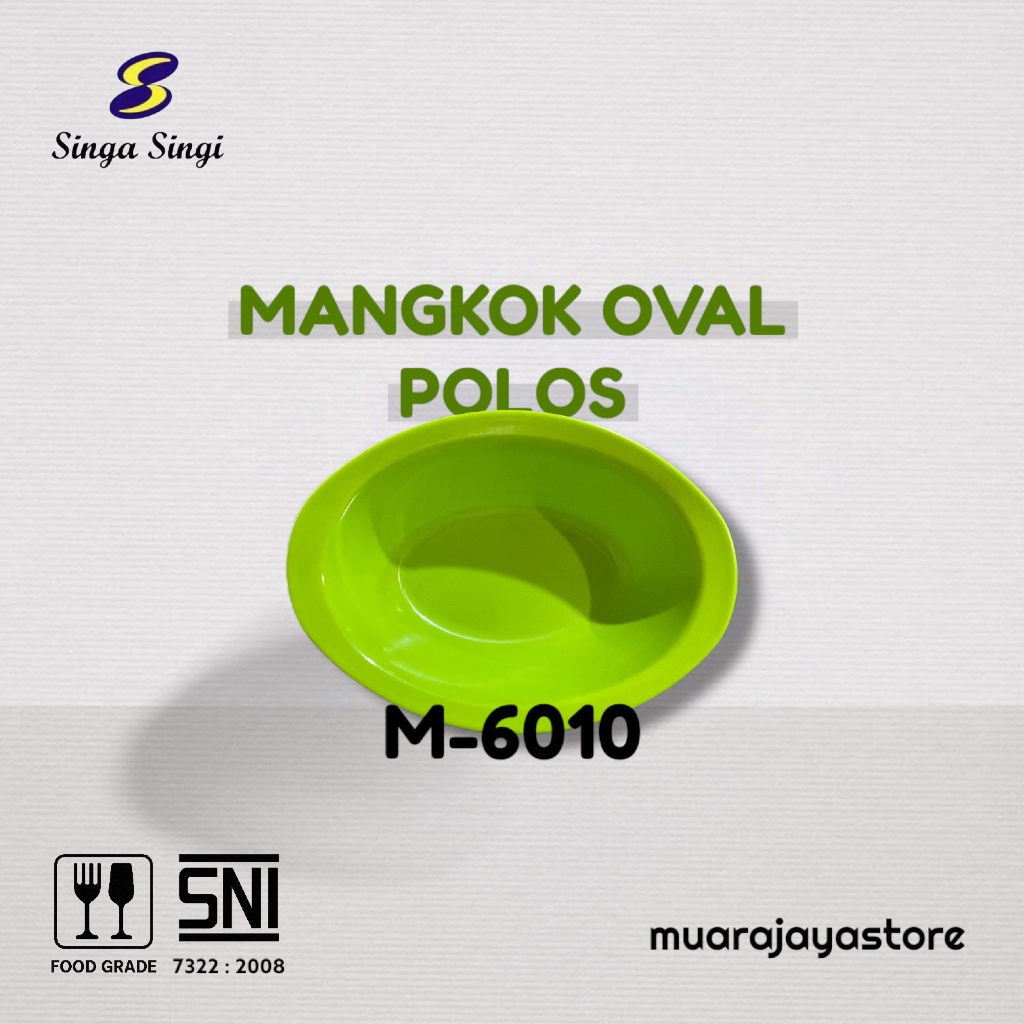 Singa Singi MelamineWare | Mangkuk Oval Hijau Polos