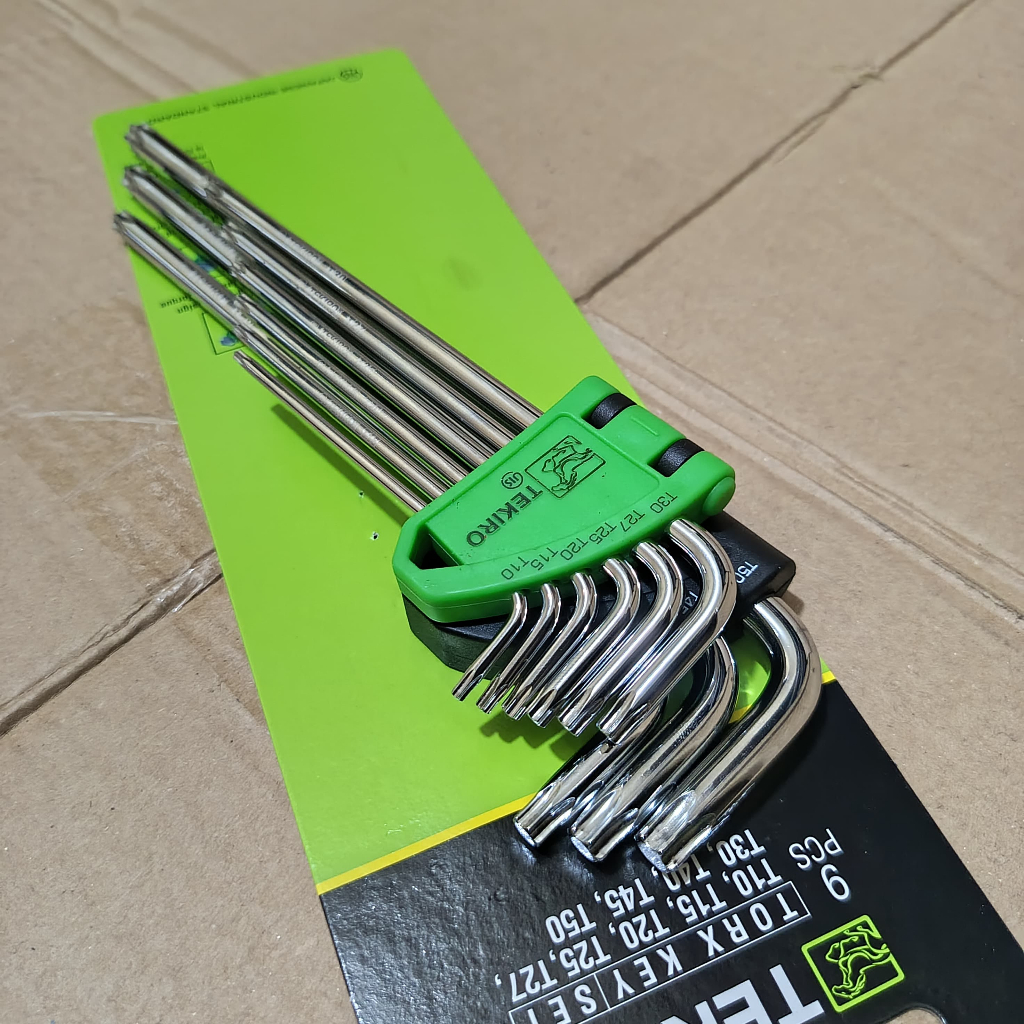 Kunci l tekiro 1 set lengkap ori bintang 9 pcs T10-T50 non tamper /Kunci L bunga tekiro