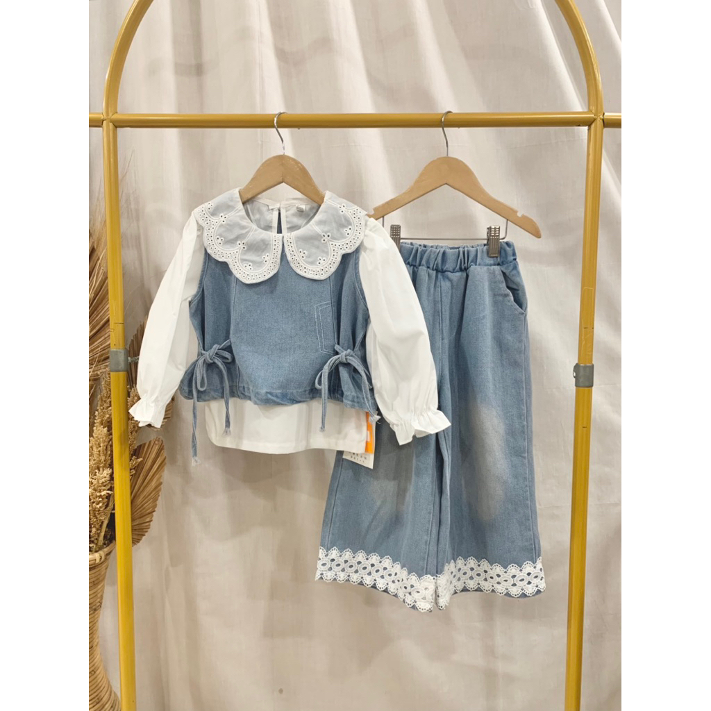 Stelan Soft Jeans Kulot 3 in 1 Anak Perempuan