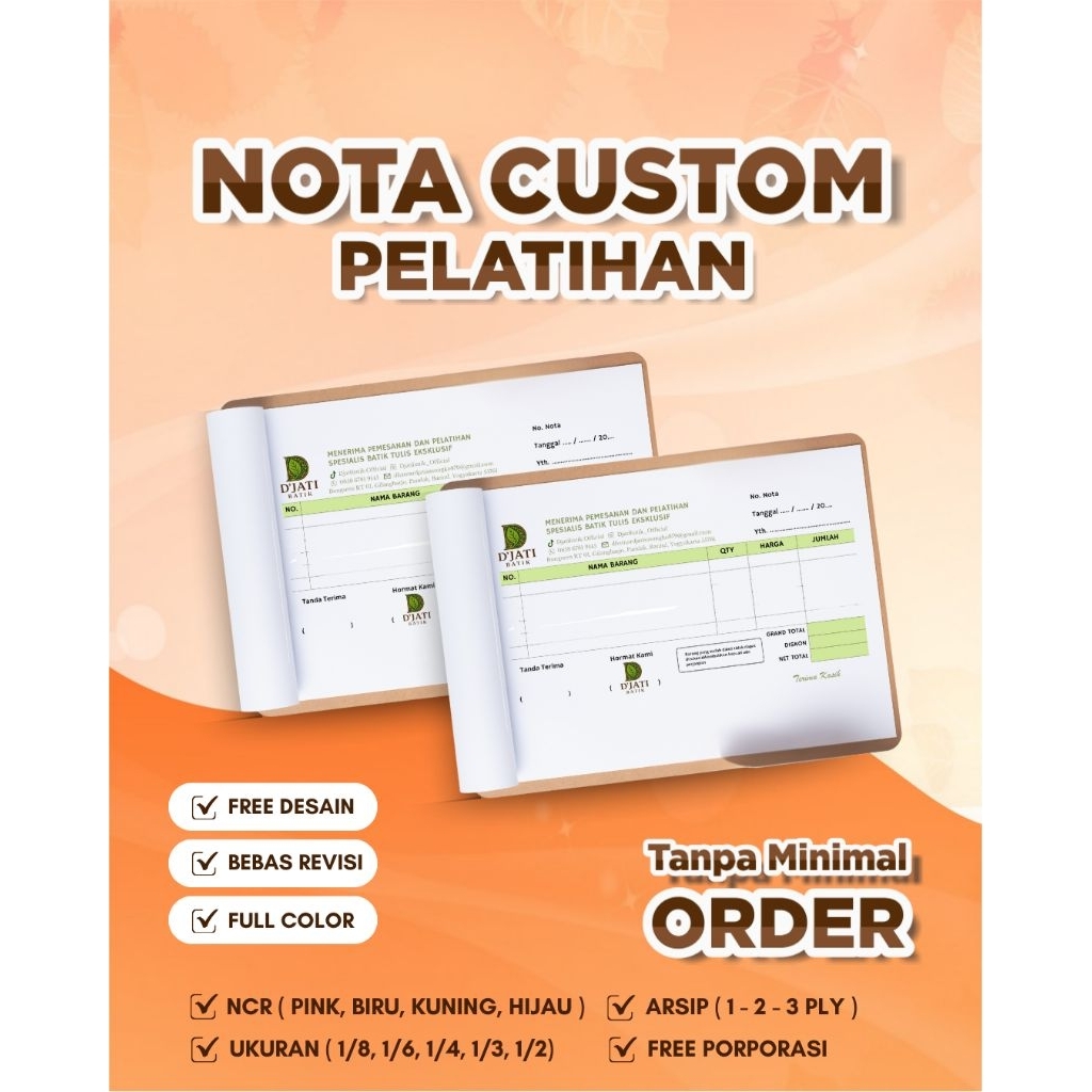 

NOTA CUSTOM | CUSTOM NOTA | NOTA JOGJA | NOTA SLEMAN | CETAK NOTA | NOTA SATUAN | NOTA ECERAN | NOTA JASA PELATIHAN