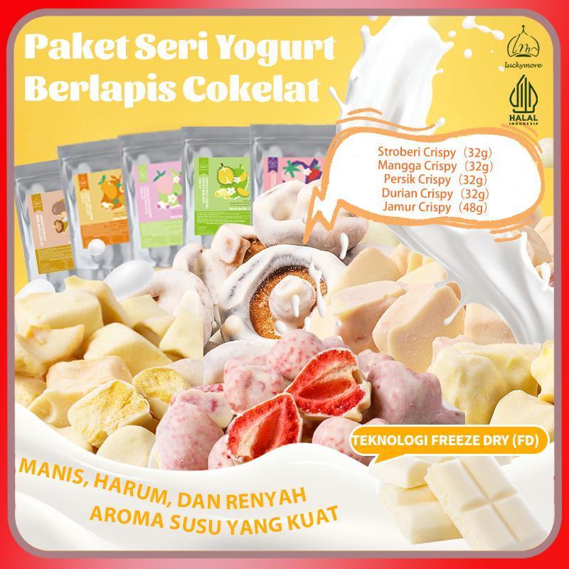 

【Luckymore】HALAL Paket 5 Keripik Buah , Buah Kering, Freeze Dried Fruit, Dried Snack, Healthy Snack, Cemilan Sehat, Paket Bundle,Coklat ( Durian+Jamur+Mangga+Persik+Stroberi)
