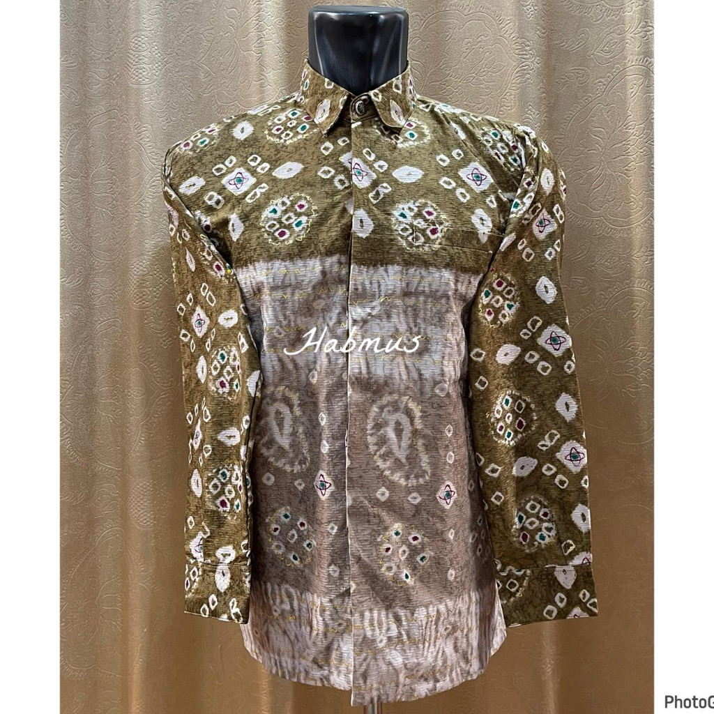 kemeja pria jumputan palembang titik tujuh printing mewah