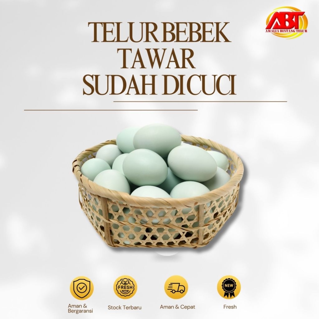 

ABT - Telur Bebek Sudah dicuci per Butir Bersih, Lezat dan Bergizi (FRESH-AMAN-BERGARANSI)