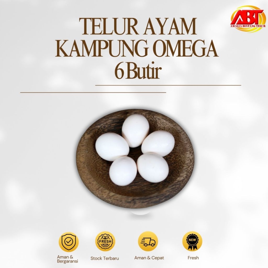 

ABT - Telur Ayam Kampung Omega Amalia Premium Garansi Segar - Isi 6 Butir Lezat dan Bergizi (FRESH-AMAN-BERGARANSI)