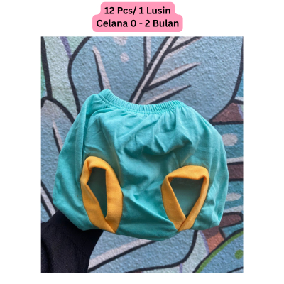 (Termurah Celana Bayi 1Lusin )12 Pcs Celana Pop Bayi Warna Polos 0 -3 Bulan (Random)