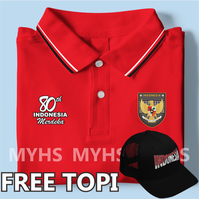 POLO ERSN 80 - POLO SHIRT BAJU KAOS JERSEY BOLA TIMNAS HUT RI KEMERDEKAAN REPUBLIK INDONESIA 80 HOME