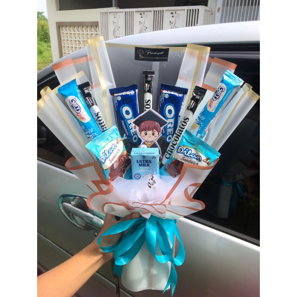 

buket snack wisuda , ultah dll