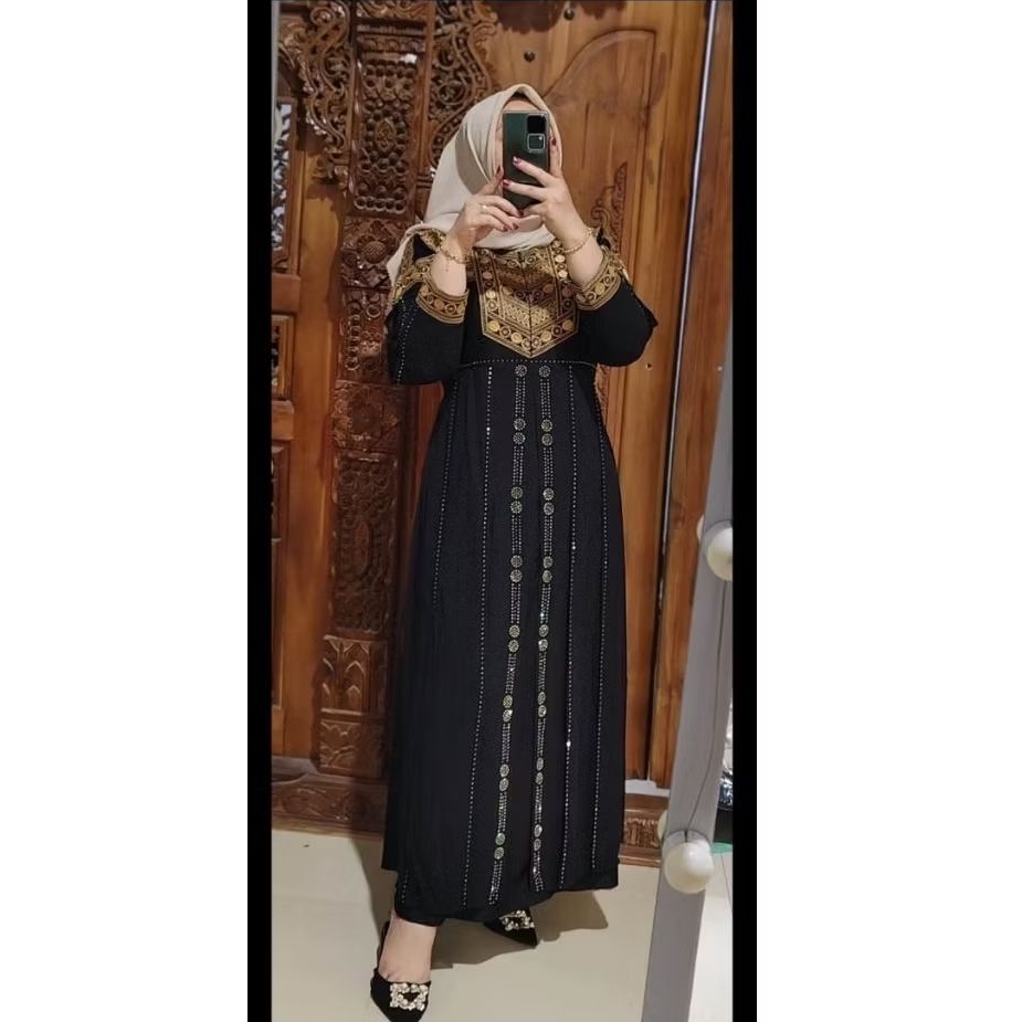 Gamis Abaya Turkey mix ceruty bordir -baju muslim/ Abaya Arabian