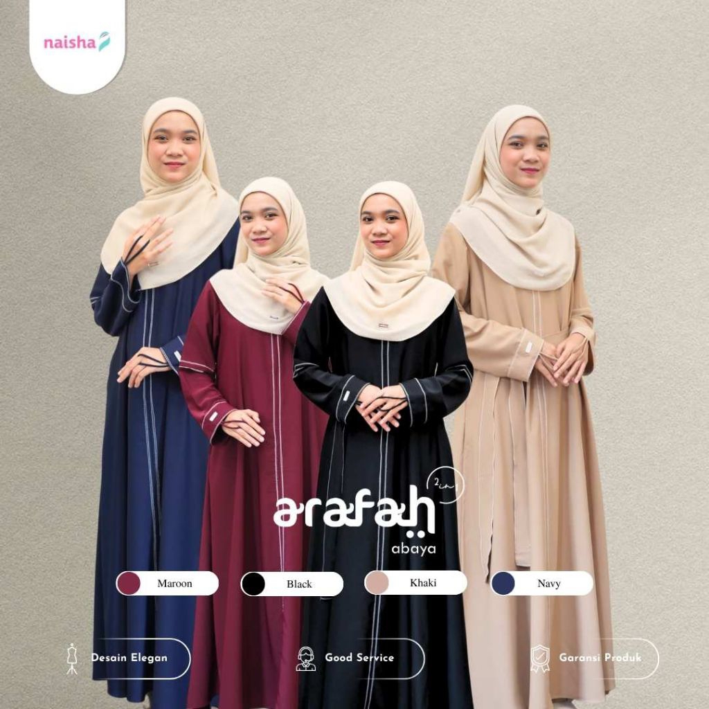 Naisha Official  - Arafah Abaya - Bahan linen Tunica - Gamis Wanita - Abaya Remaja Aesthetic - Naish