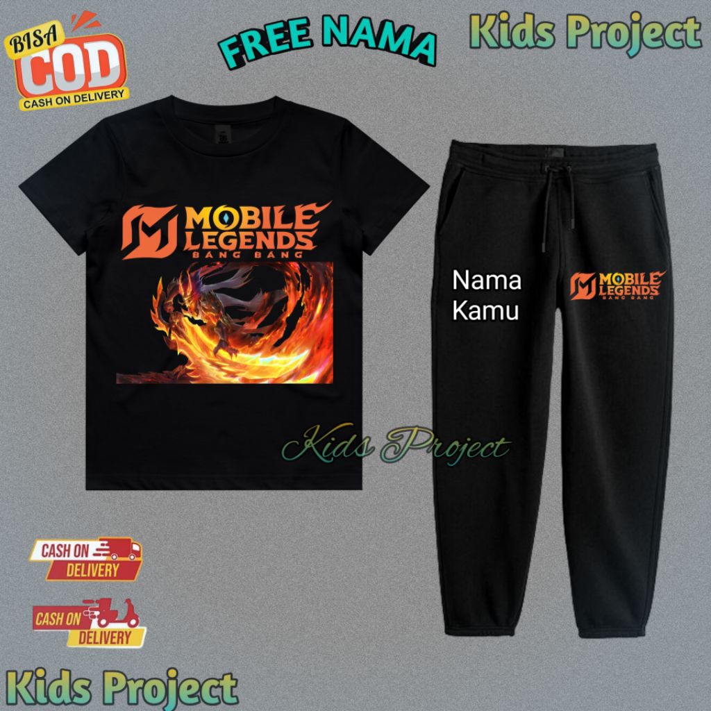 Setelan Kaos Jogger Anak Stelan HANZO Soulfire Collector Skin MOBILE LEGENDS X MLBB