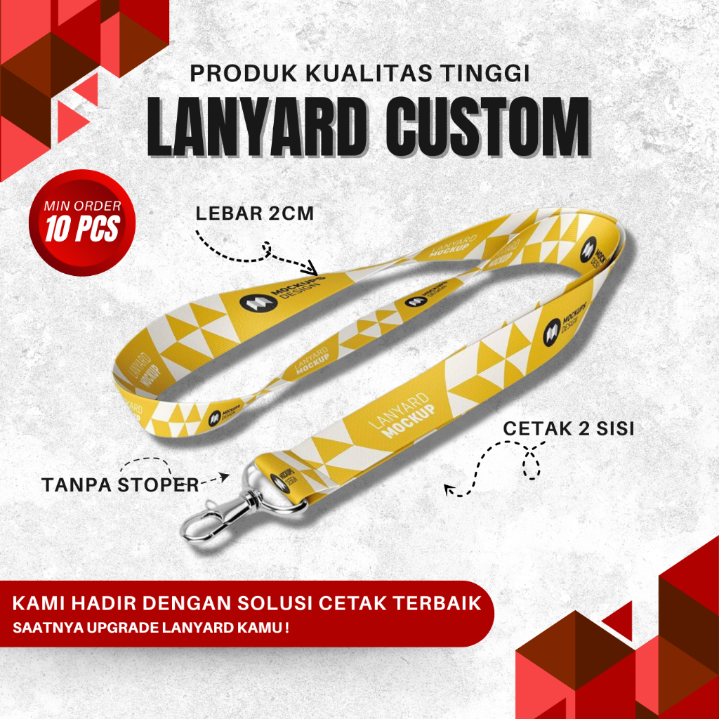 

Lanyard Custom Lembaga 2cm Tanpa Stoper 2 sisi Cetak Nama Desain Suka Suka