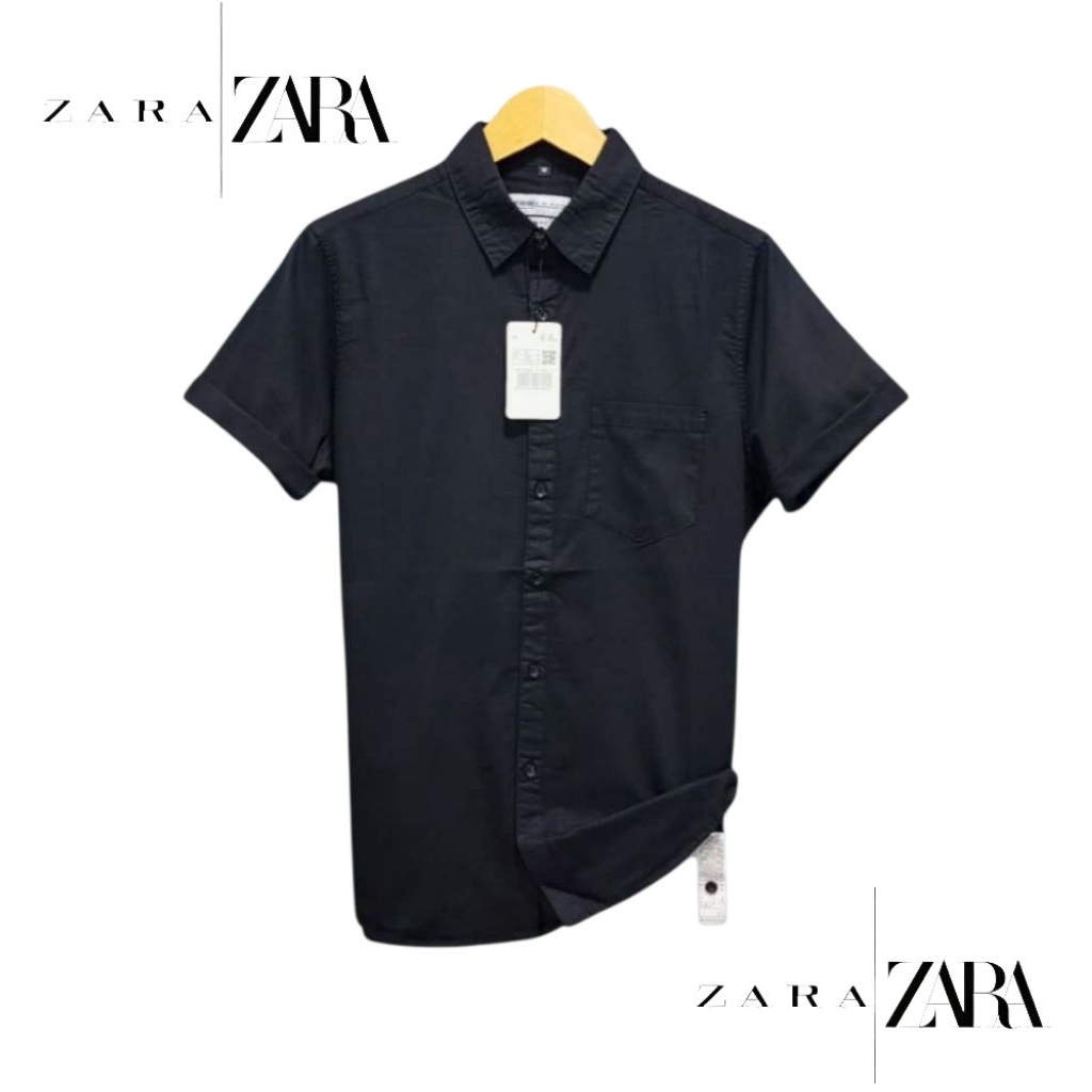 Kemeja Zara Lengan Pendek Pria Slim Fit Kasual