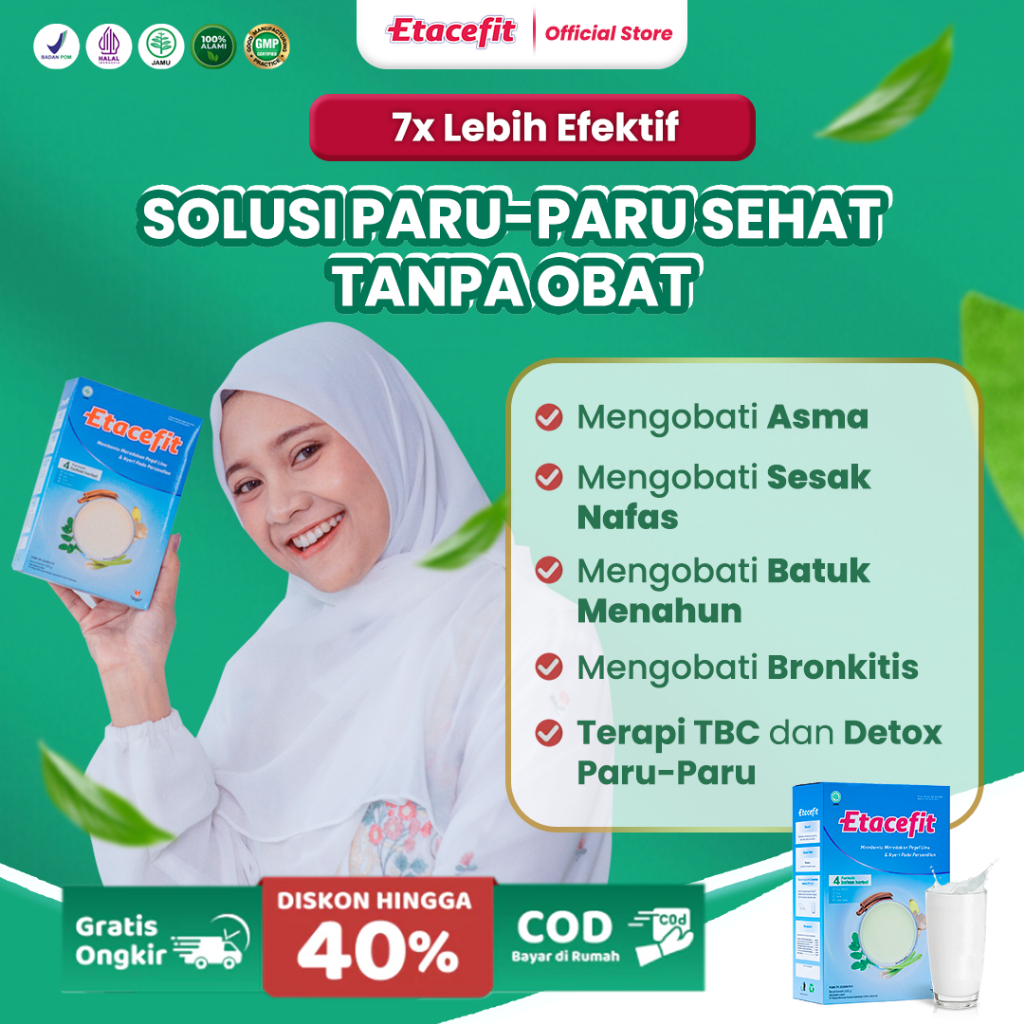 

ETACEFIT - Solusi Paru Paru dan Nafas Sehat - Susu Kambing Etawa Asli 100% Murni Original - 1 BOX