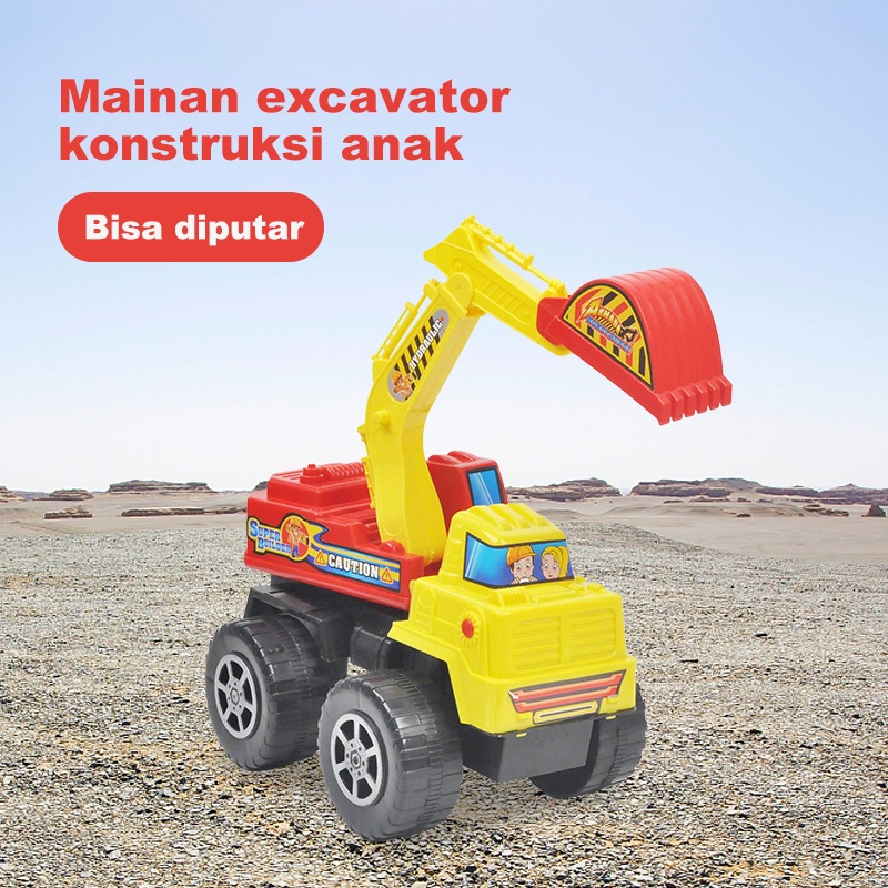 Mainan Truk Konstruksi Dapat diputar unik ban besar Pullback Friction  Mobil-Mobilan Anak Toys