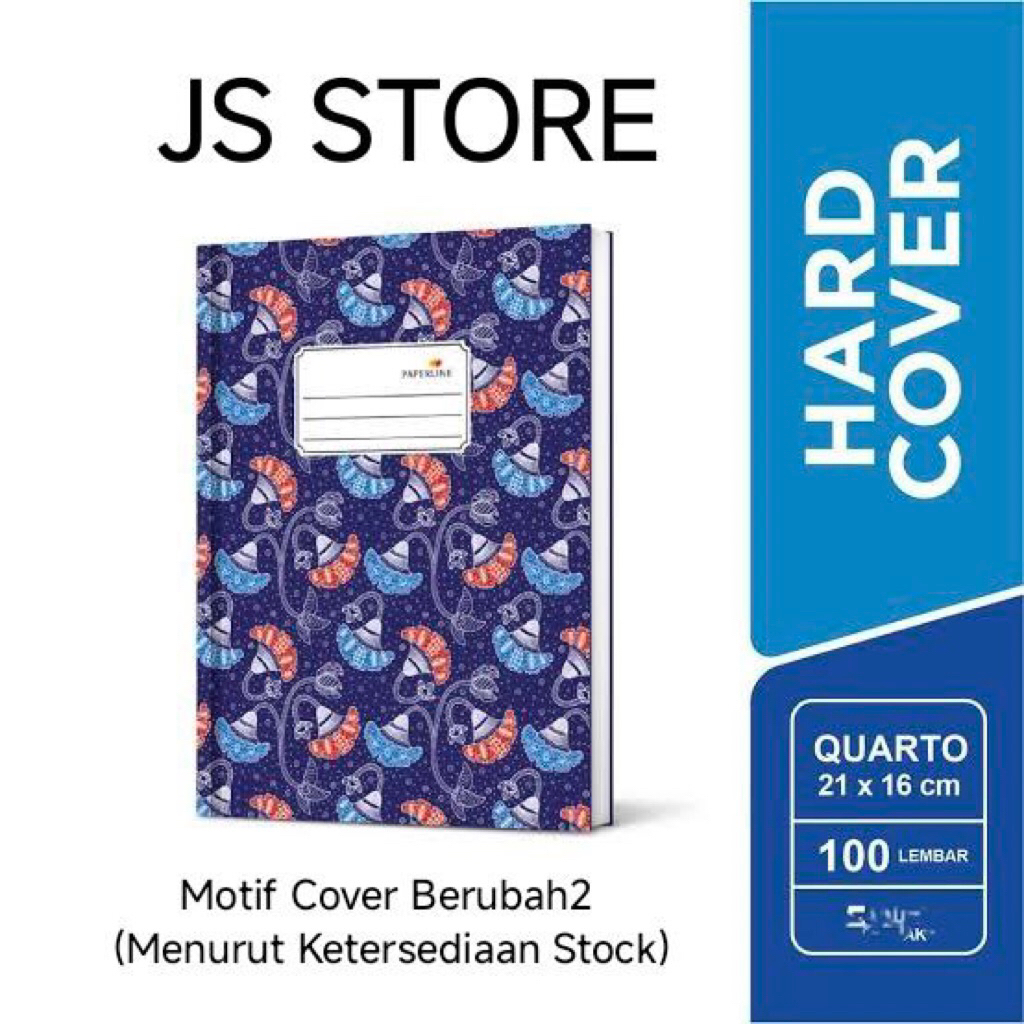 

Buku Hard Cover A5 Kwarto Quarto Paperline 100 lembar / Buku Hardcover Kwarto 100 Lembar Paperline