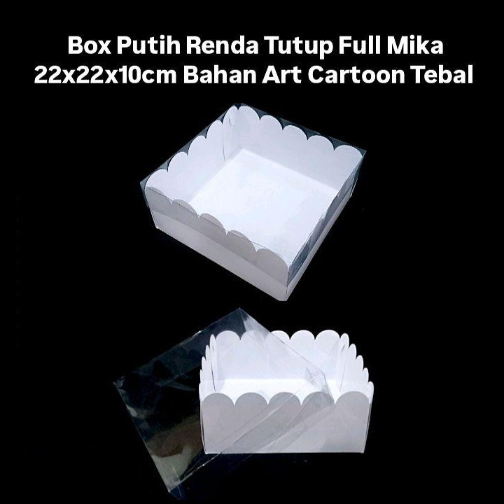

(10 Pcs)Kotak Puding Model Renda Dus Mika Putih 22x22x10 Cm Box Cake Marmer Sifon Packaging