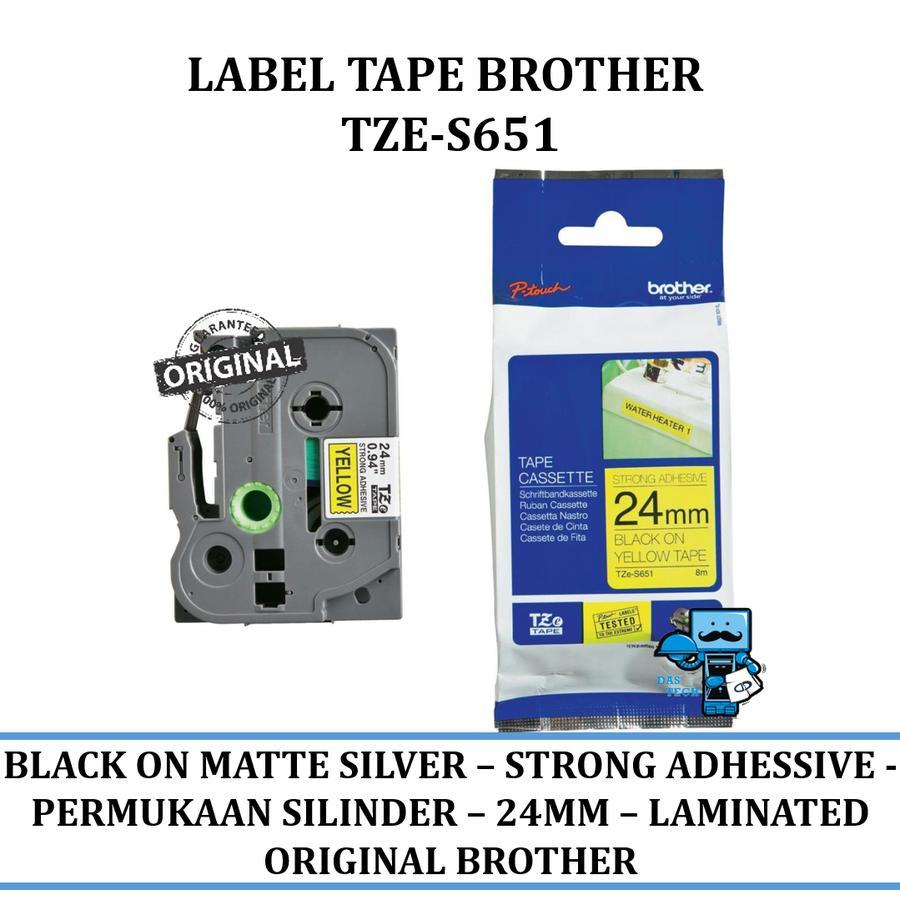 

Brother Label Tape TZe-S651 24mm Strong Adhesive Black on Yellow