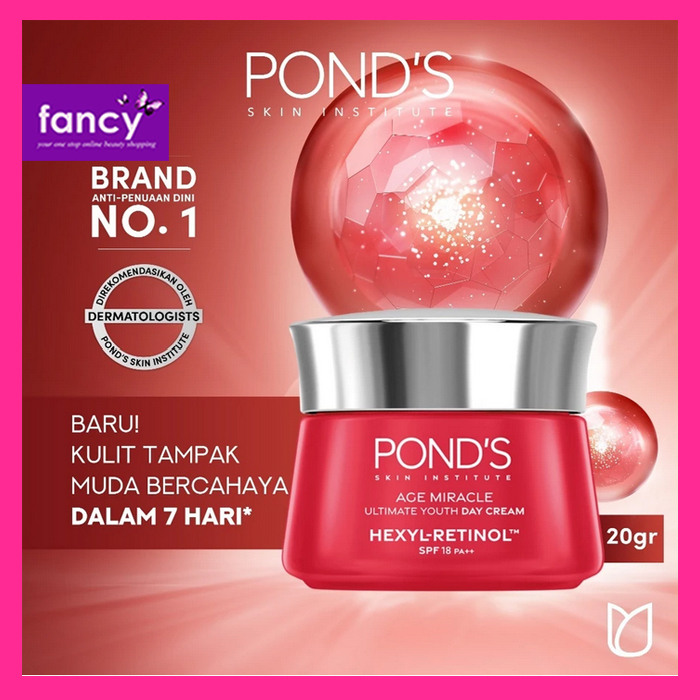 POND'S Age Miracle Ultimate Youth Day Cream Hexyl-Retinol Spf 18 PA++ 20gr BESAR | KRIM SIANG PELEMB