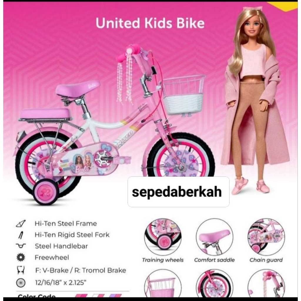 sepeda anak 18 mini united barbie