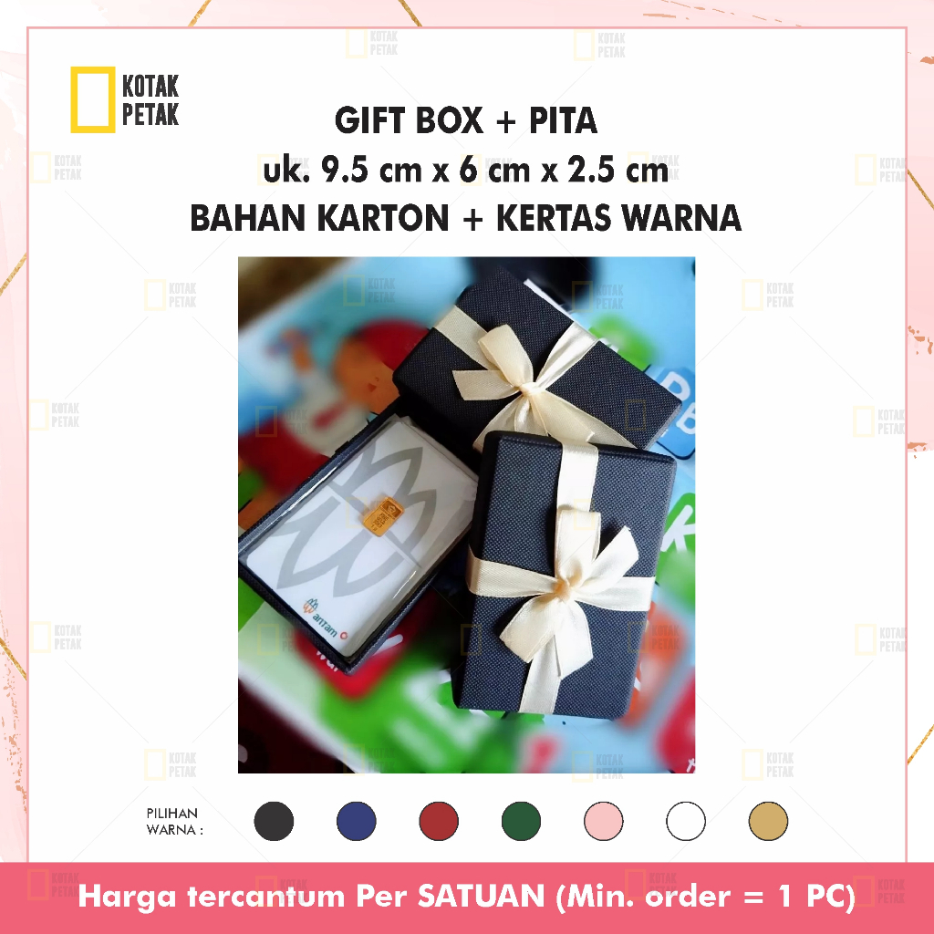 

Kotak Kado Pita Mini / Gift box / Kotak souvenir / Hardbox Emas 6 x 9.5 x 2.5
