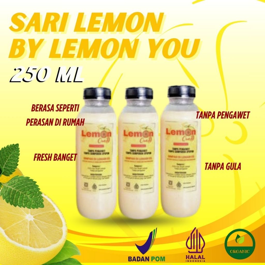 

PAKET DIET SEHAT! LEMON YOU - PAKET 3 BOTOL Sari Lemon 250ML Tanpa Campuran Detoks Dan Diet
