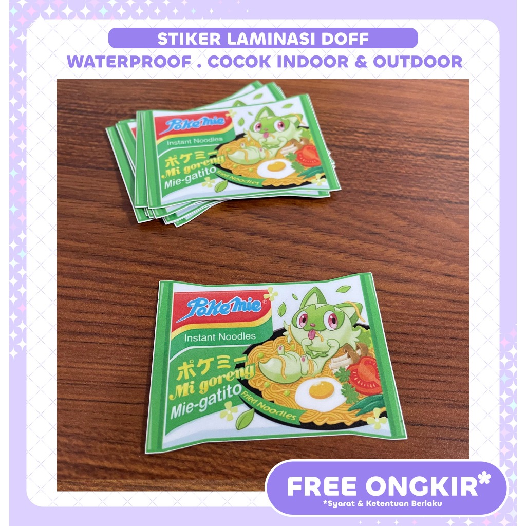

Stiker Premium Laminasi Doff Outdoor Indoor (Sticker Anti Air) Sprigatito Indomie Mie Goreng Mie-gatito - Parodi Sticker Pokemon Scarlet & Violet Fanart Comifuro