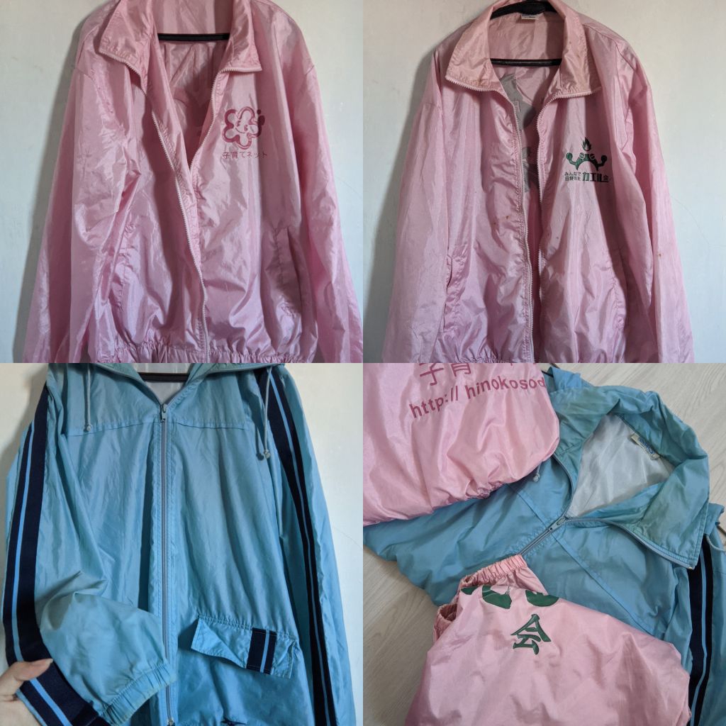 preloved jaket parasut running olahraga sportwear jaket parasut zip wanita pria unisex jumbo
