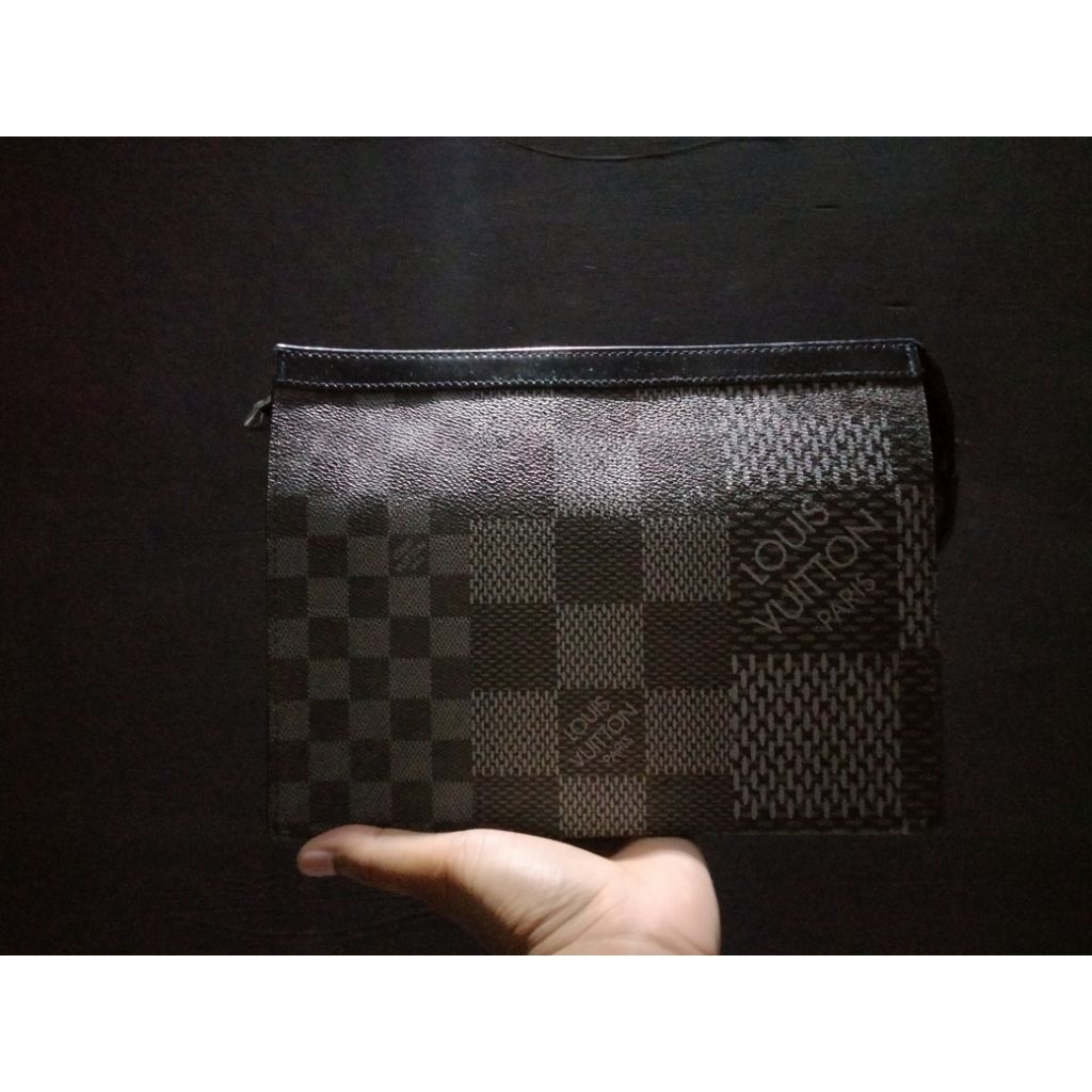 RARE Preloved Clutch LV Voyage MM Damier Graphite 3D Canvas N60444