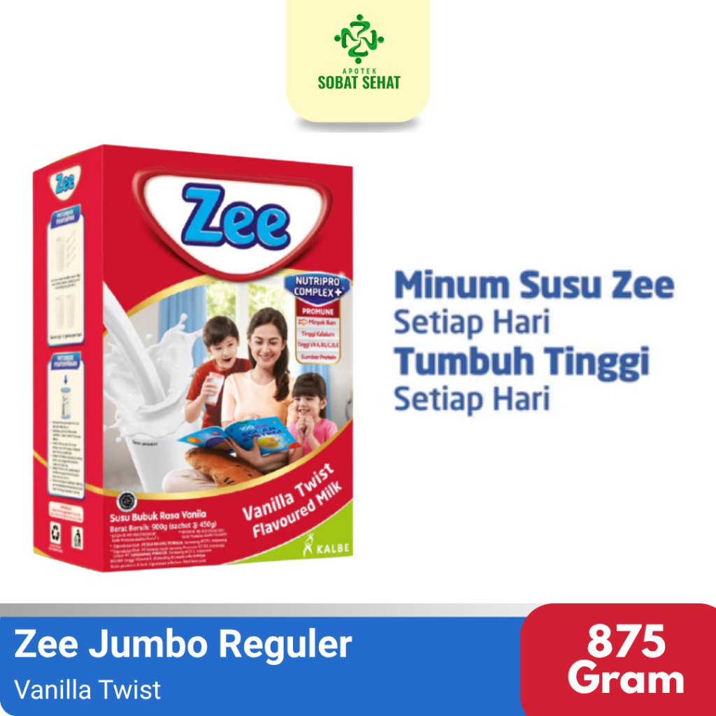 

ZEE Reguler Jumbo Rasa Vanilla Twist Milk - 875 gram - Susu dengan Penuh Nutrisi DHA & Protein