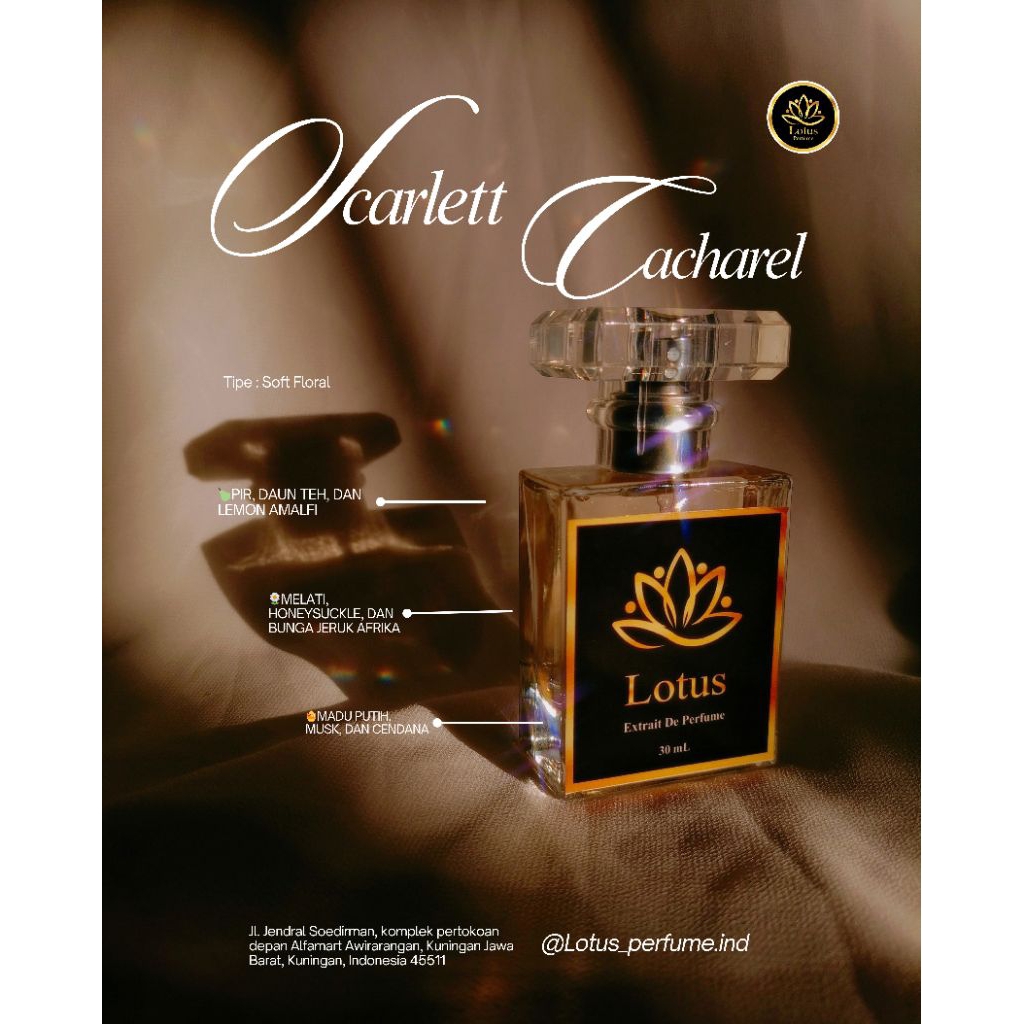 Lotus_perfume.ind Extrait de Perfume Varian Scarlett Cacharel Tipe Soft Floral Parfum Wanita