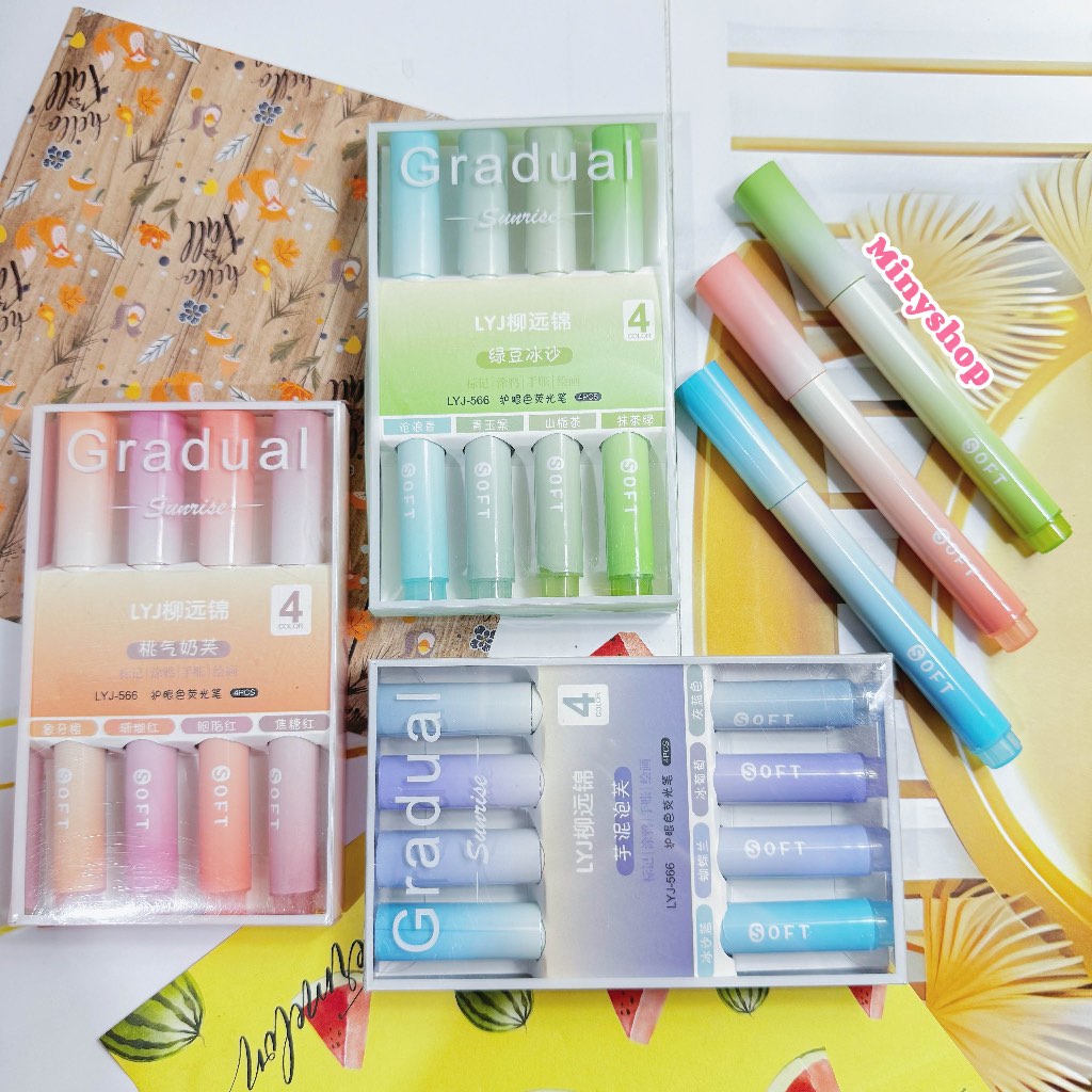 

1 Set Isi 4 Pcs Highlighter Stabilo Warna Pastel Warna Warni Spidol Highlighter Pen