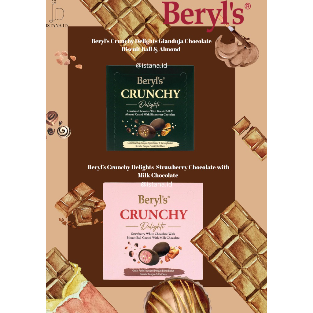 

[READY STOCK] Beryls Malaysia HALAL Beryl's Crunchy Delights Gianduja Chocolate Biscuit Ball & Almond Coated With Bittersweet Chocolate (60g) Strawberry Coklat Beryls