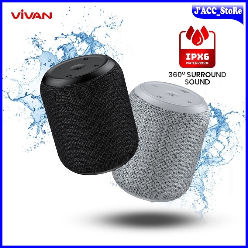 Speaker Vivan VS12 Speaker Bluetooth Portable 360° Surround Sound IPX6 8 Jam Playtime VS12 Original 