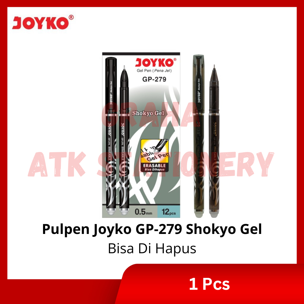 

[1 Kotak] Pulpen Erasable Joyko GP-279 Shokyo Gel / Gel Pen 0.5mm Erasable Joyko GP-279 Shokyo Gel
