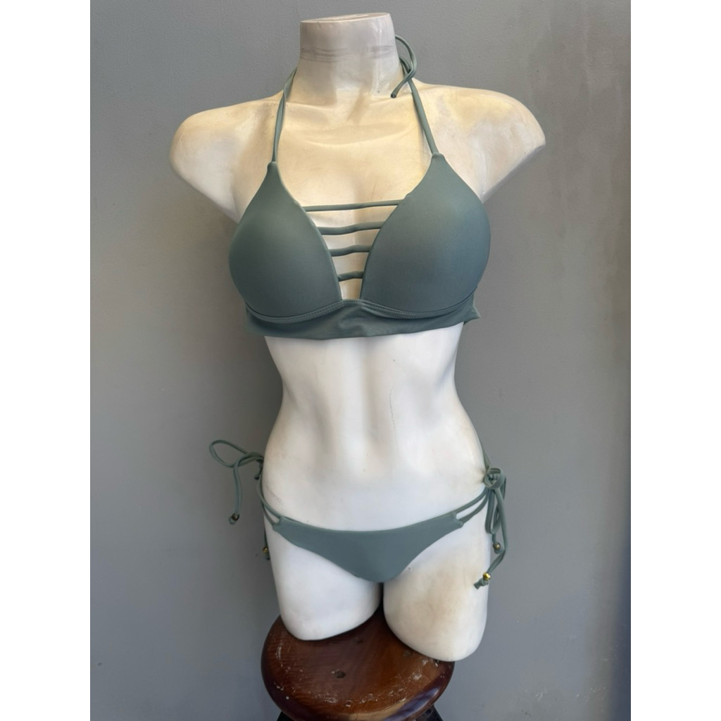 bikini push up bra in green army colors