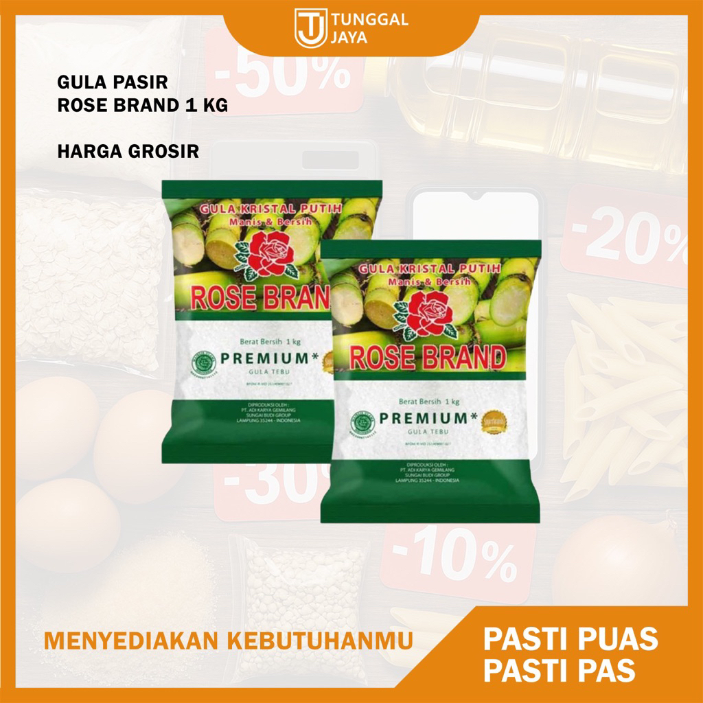 

Rosebrand - Gula Pasir Rose brand Gula Kristal Putih 1 kg Bahan Tebu Food Sugar Alami