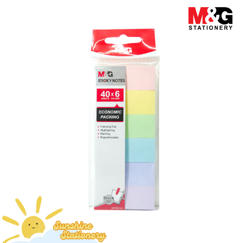 

M&G Index Tab 6 Warna Pastel Bahan Kertas 6x40 Lembar 20x50mm AS26U690