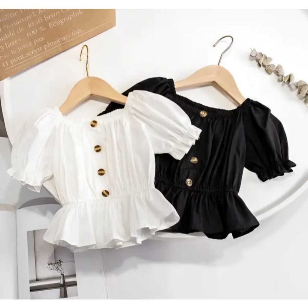 Baju Anak Perempuan -Sabrina Anak- Blouse Anak Lengan Pendek- Korean Style Untuk Usia 1 - 8 Tahun